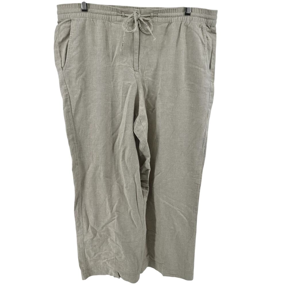 Talbots Linen Pants Elastic Drawstring Waist Pock… - image 1